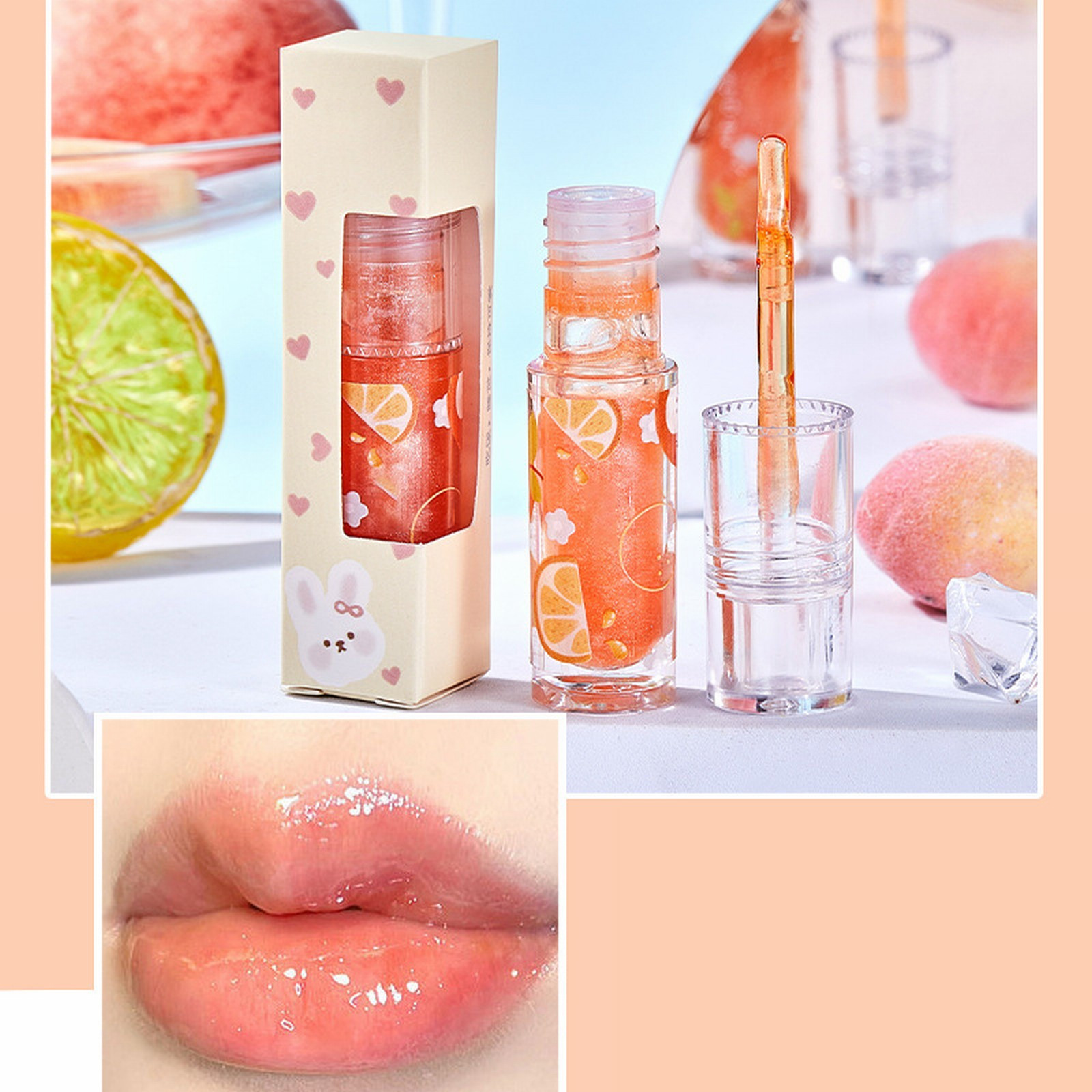 Pjtewawe Lip Glosses 3 Kinds of Fruit Flavor Mirror Water Lip Oil Lip Gloss Transparent Glass Lip Oil Waterproof Moisturizing Liquid Lipstick Makeup